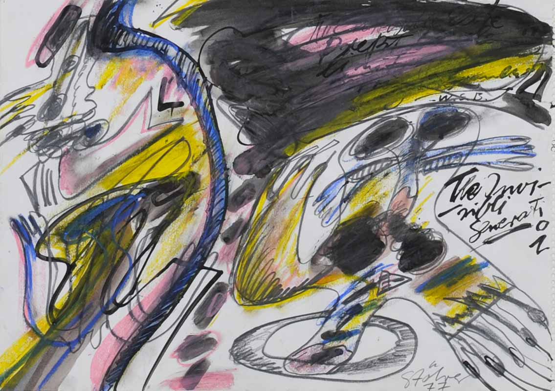 Mischtechnik auf Papier von Walter Stöhrer